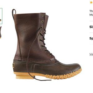 LL Bean Maine Hunting Boot - 8 eyelets 10” shaft- Dark Brown - Size 10